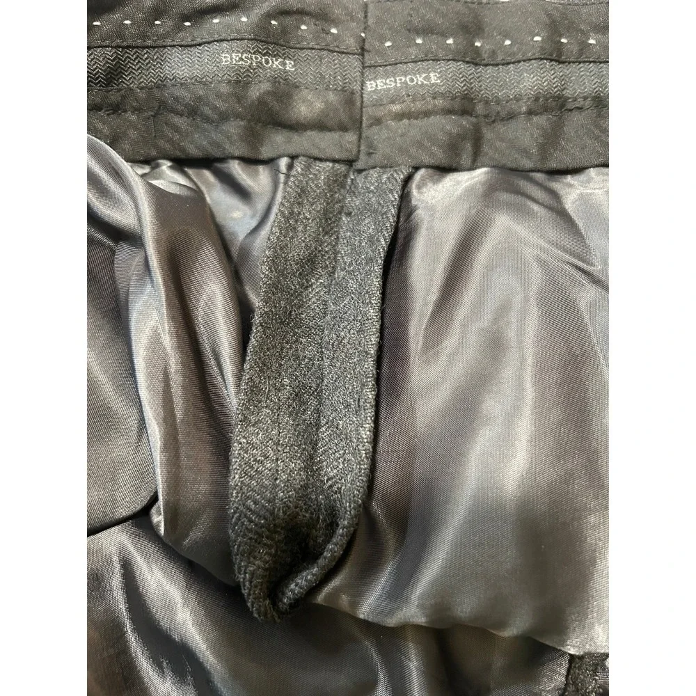 NEW Studio Suits Bespoke‎ Mens Charcoal Herringbone Wool Blend Dress Pants 39x27